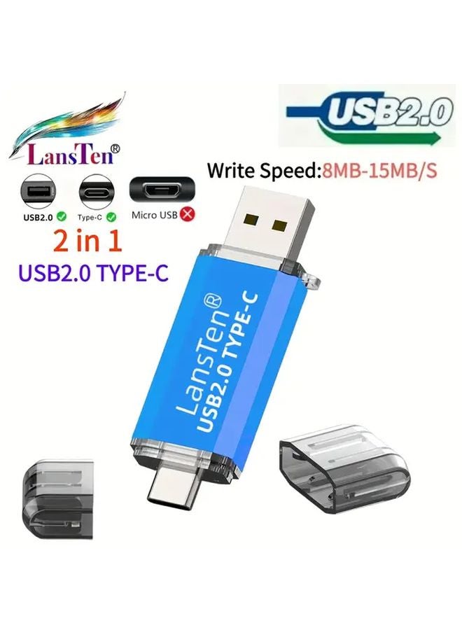 LansTen 2 In 1 USB C Flash Drive 32GB Dual Micro USB And Type C High Speed Data Transfer - Image 1